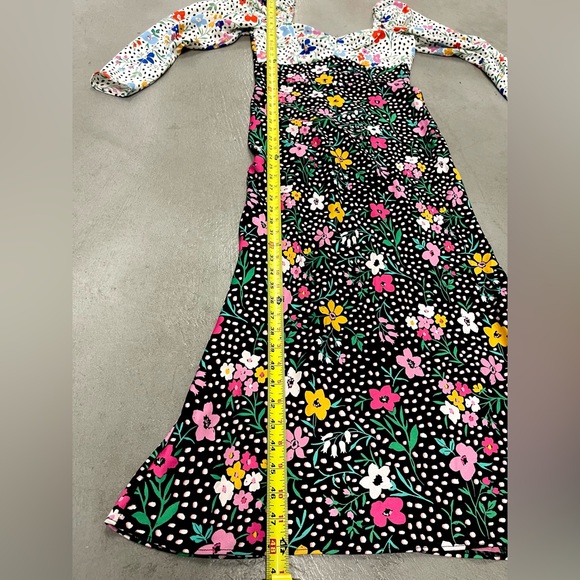 ASOS Satin Sweetheart Long Sleeve Floral Midi Dress Cottagecore Whimsical Sz 2 - Picture 10 of 11